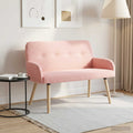 vidaXL Sofa dwuosobowa na nogach z litego drewna różowy Bouclé