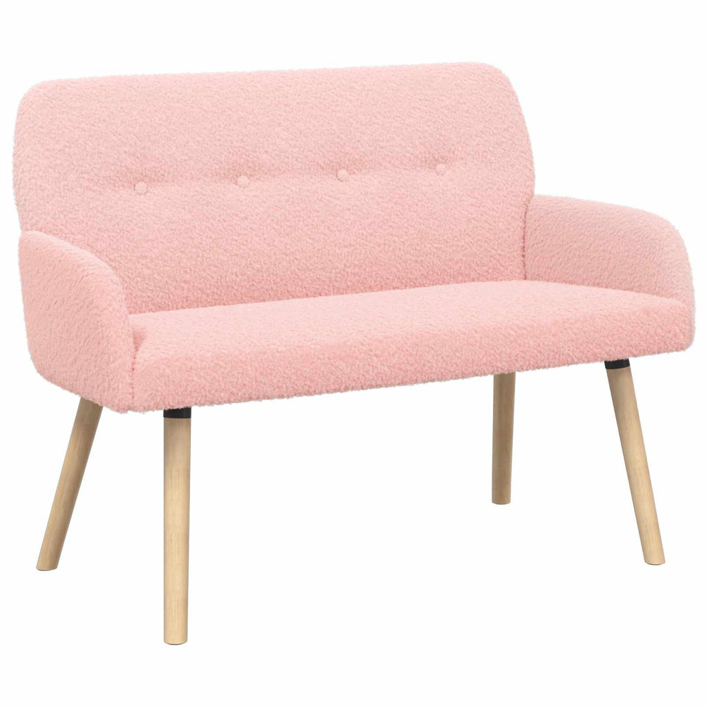 vidaXL Sofa dwuosobowa na nogach z litego drewna różowy Bouclé