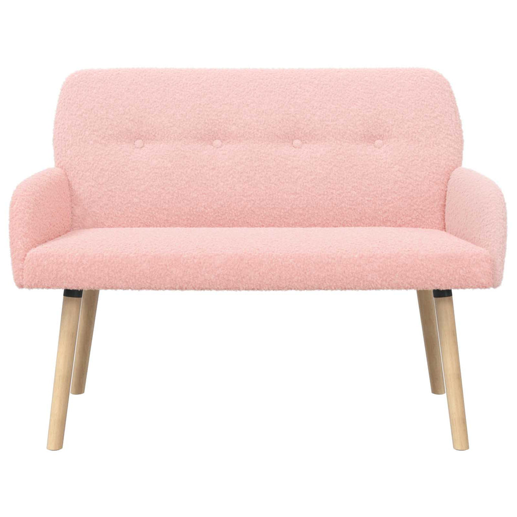 vidaXL Sofa dwuosobowa na nogach z litego drewna różowy Bouclé
