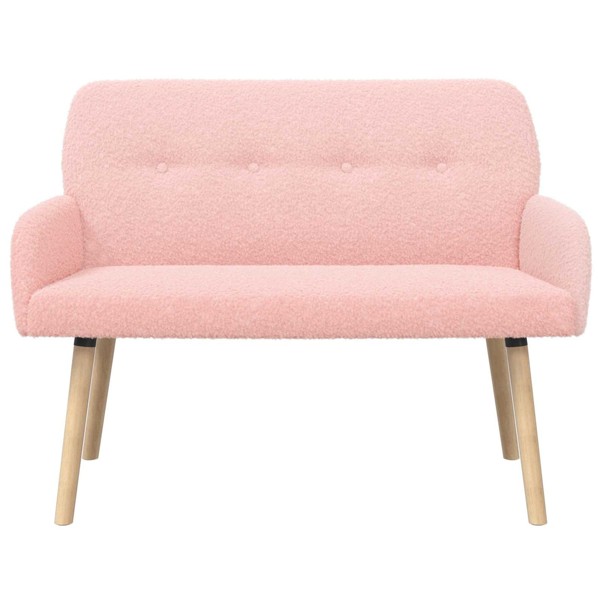 vidaXL Sofa dwuosobowa na nogach z litego drewna różowy Bouclé