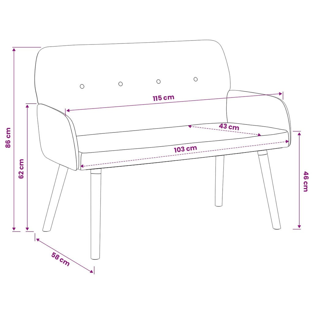 vidaXL Sofa dwuosobowa na nogach z litego drewna różowy Bouclé