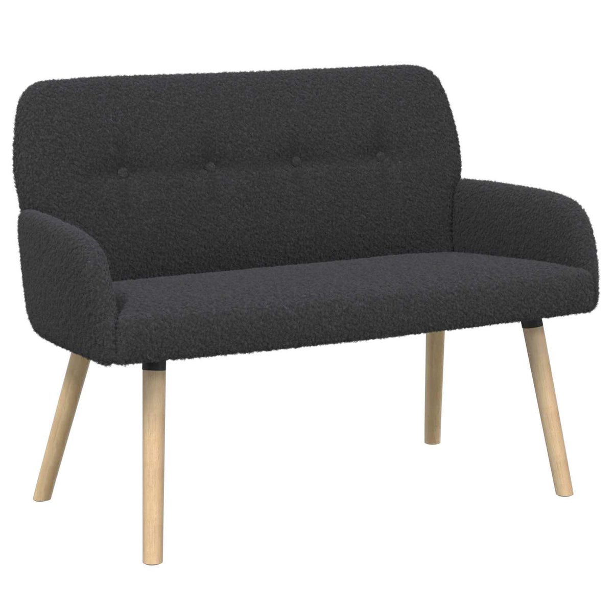 vidaXL Sofa dwuosobowa na nogach z litego drewna ciemnoszary Bouclé