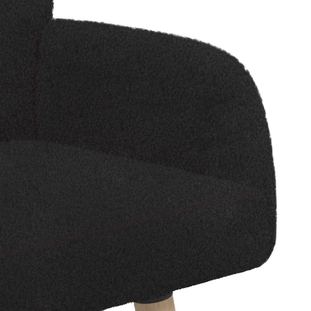 vidaXL Sofa dwuosobowa na nogach z litego drewna Czarny Bouclé