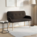 vidaXL Sofa dwuosobowa na nogach z litego drewna Czarny Bouclé