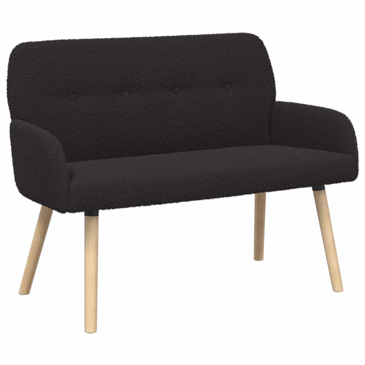 vidaXL Sofa dwuosobowa na nogach z litego drewna Czarny Bouclé