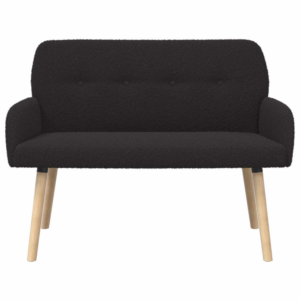 vidaXL Sofa dwuosobowa na nogach z litego drewna Czarny Bouclé