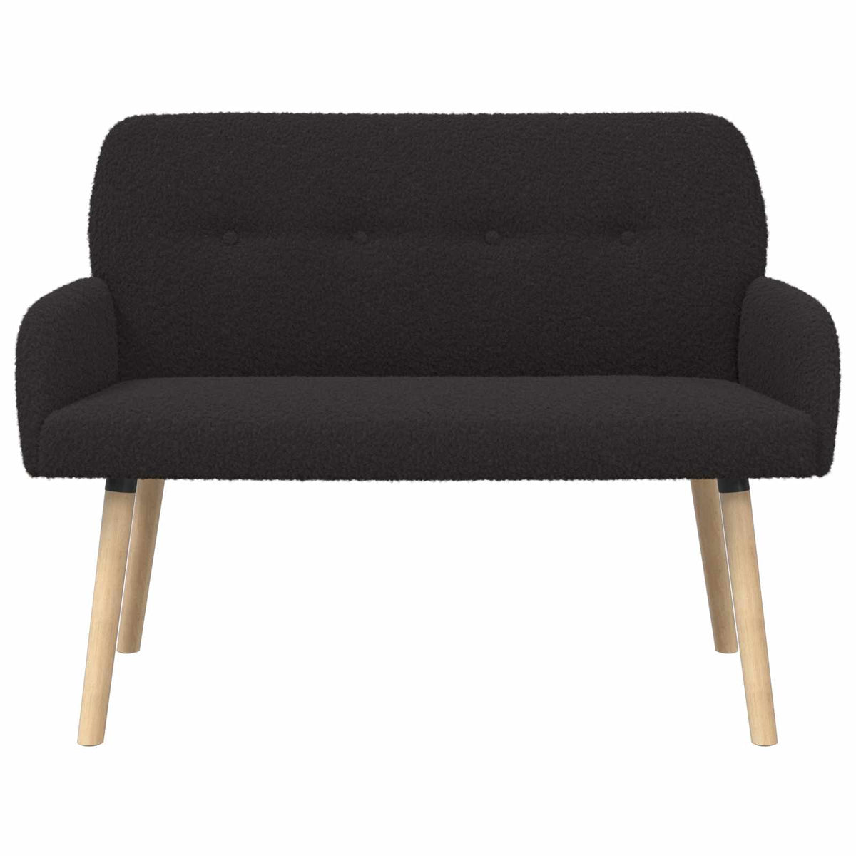 vidaXL Sofa dwuosobowa na nogach z litego drewna Czarny Bouclé