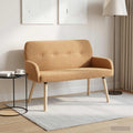 vidaXL Sofa dwuosobowa na nogach z litego drewna Beżowy Bouclé