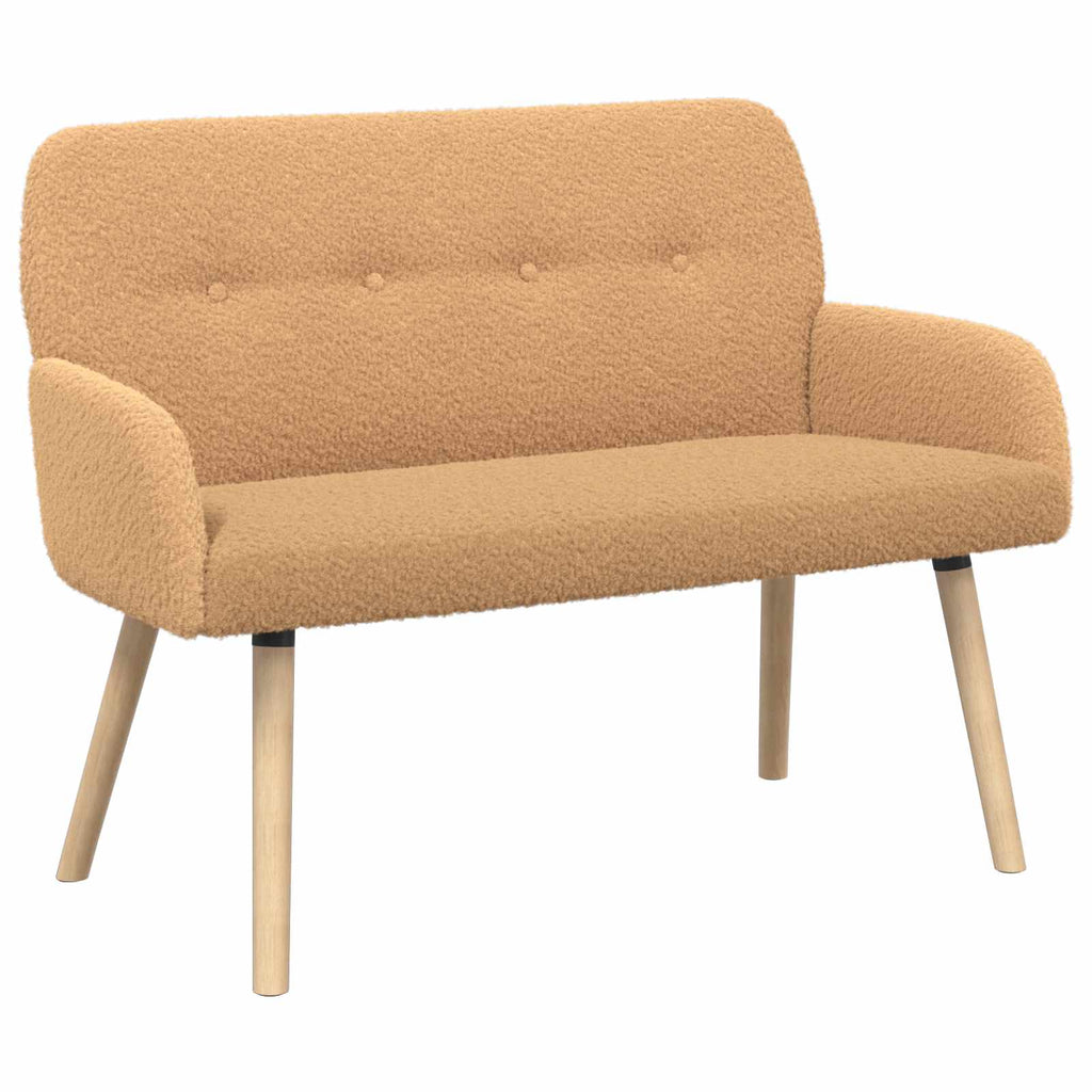 vidaXL Sofa dwuosobowa na nogach z litego drewna Beżowy Bouclé