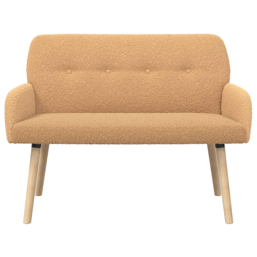 vidaXL Sofa dwuosobowa na nogach z litego drewna Beżowy Bouclé