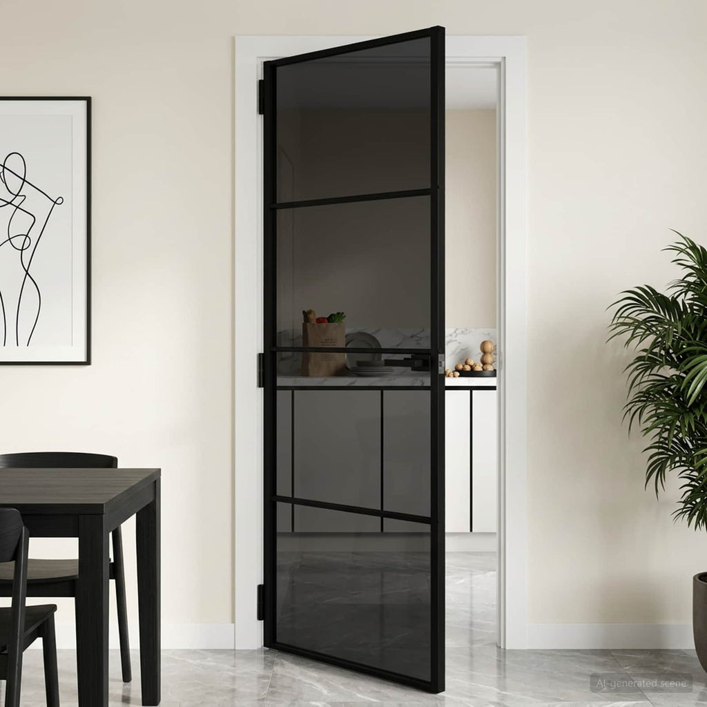 vidaXL Drzwi wewnętrzne 76 x 201,5 cm Szkło Hartowane i Aluminium
