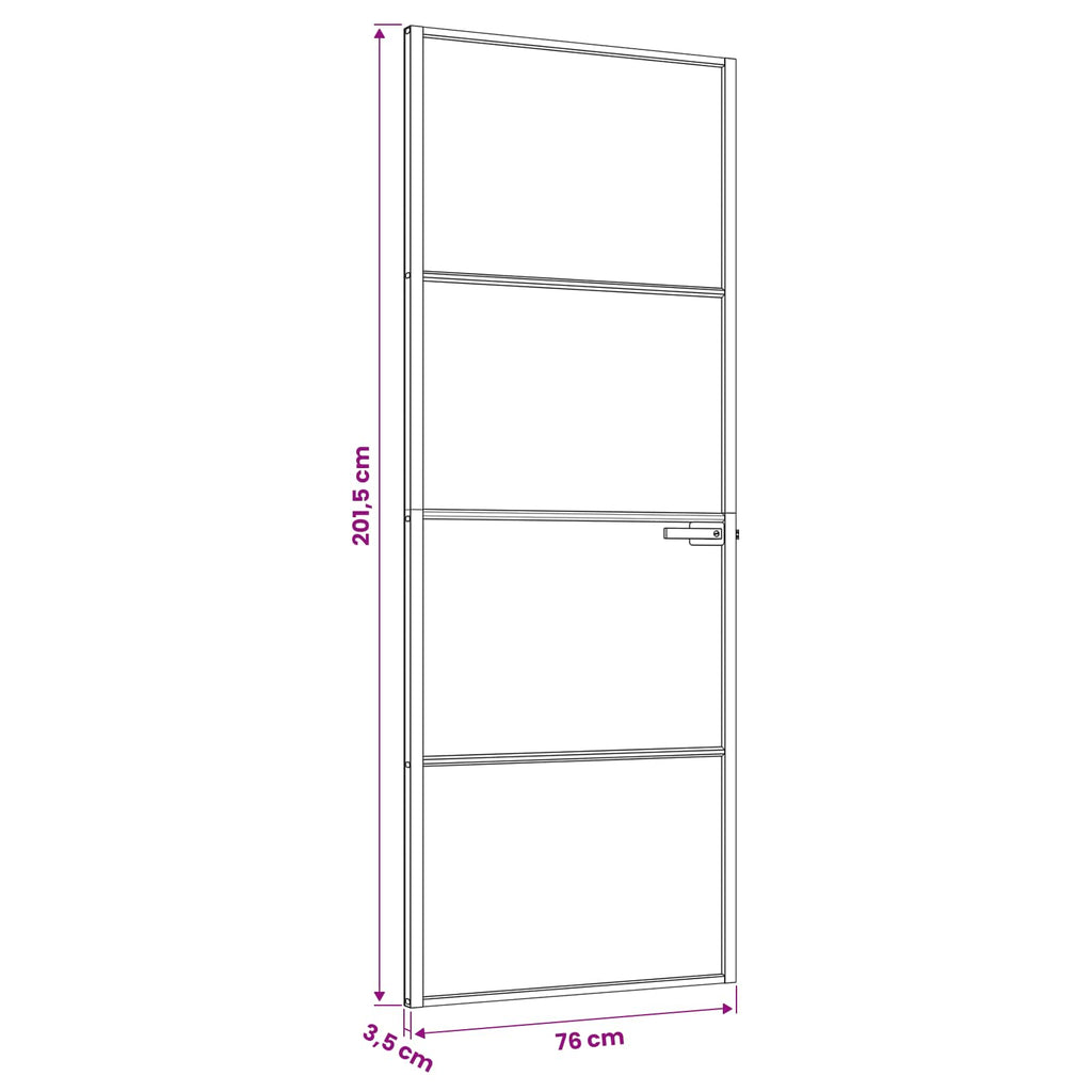 vidaXL Drzwi wewnętrzne 76 x 201,5 cm Szkło Hartowane i Aluminium