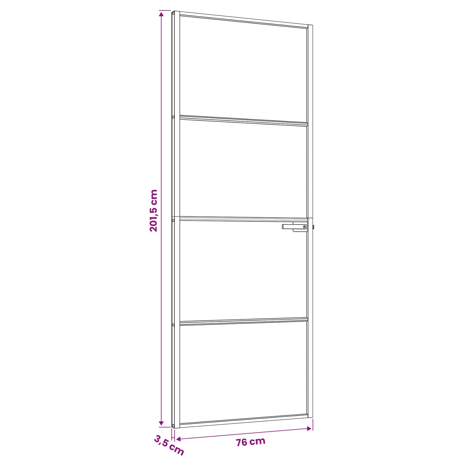 vidaXL Drzwi wewnętrzne 76 x 201,5 cm Szkło Hartowane i Aluminium