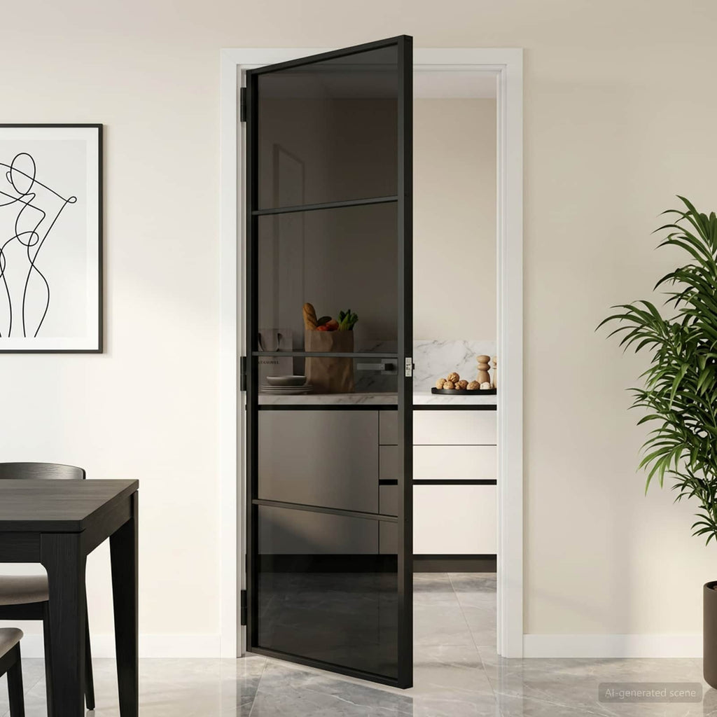 vidaXL Drzwi wewnętrzne 83 x 201,5 cm Szkło Hartowane i Aluminium