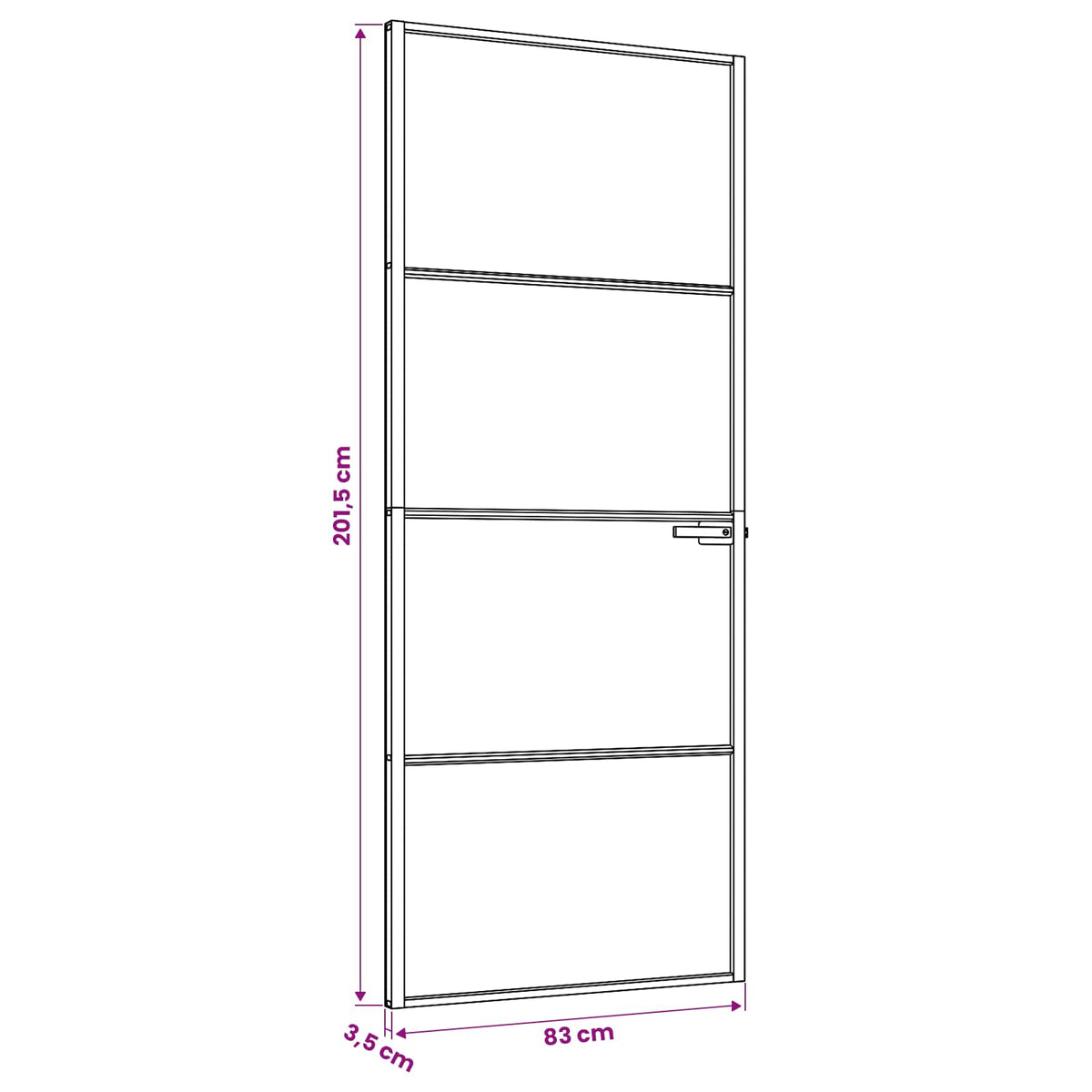 vidaXL Drzwi wewnętrzne 83 x 201,5 cm Szkło Hartowane i Aluminium
