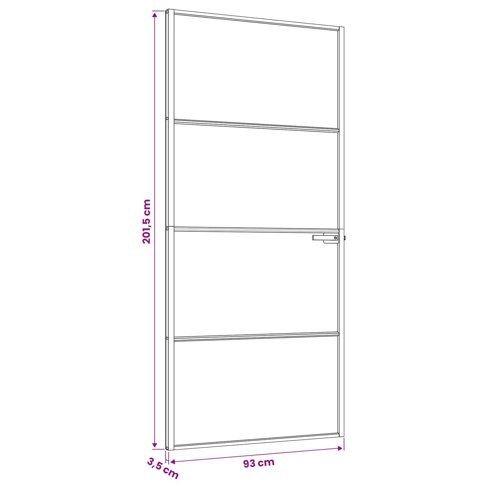 vidaXL Drzwi wewnętrzne 93 x 201,5 cm Szkło Hartowane i Aluminium