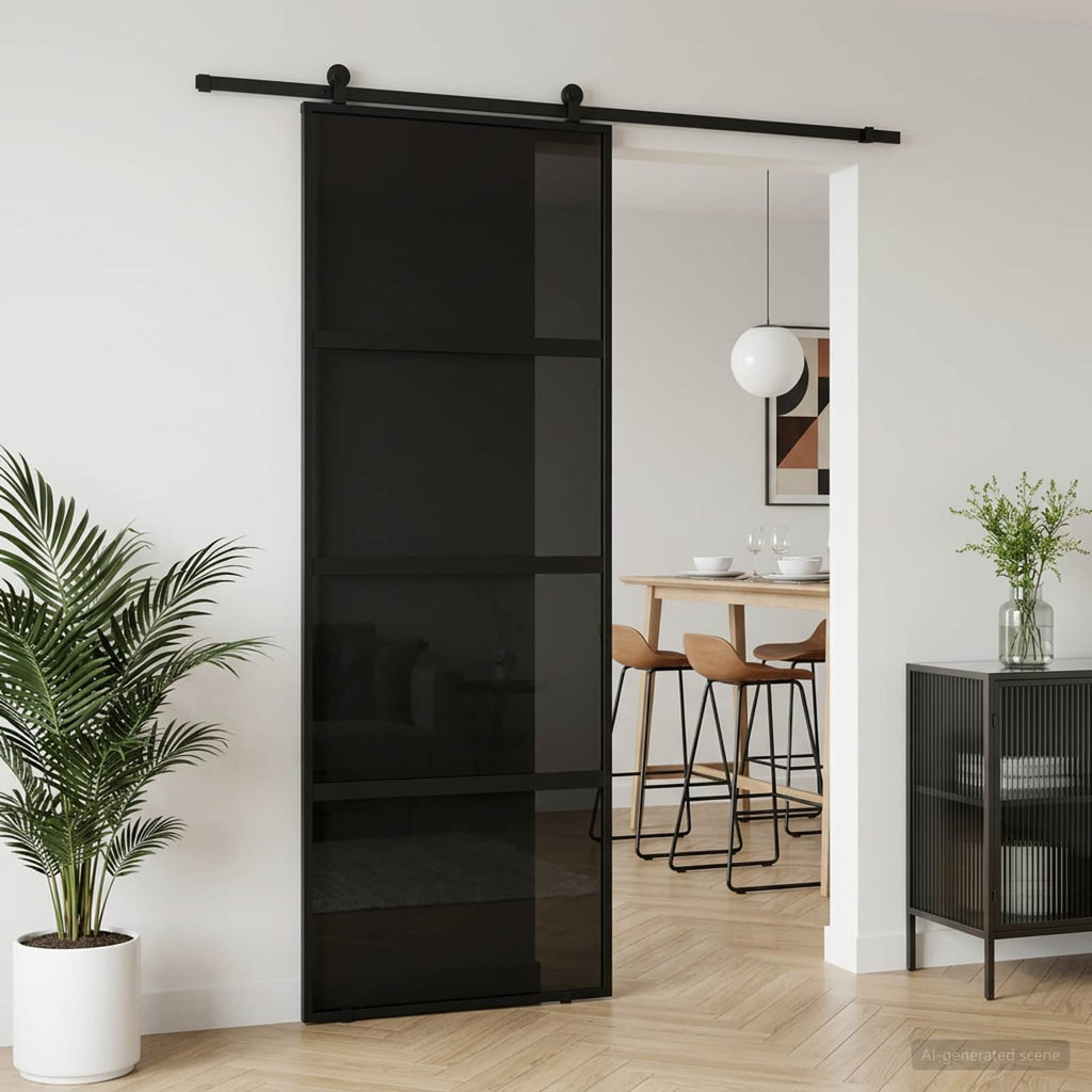 vidaXL Drzwi przesuwne 76 x 205 cm Szkło Hartowane i Aluminium