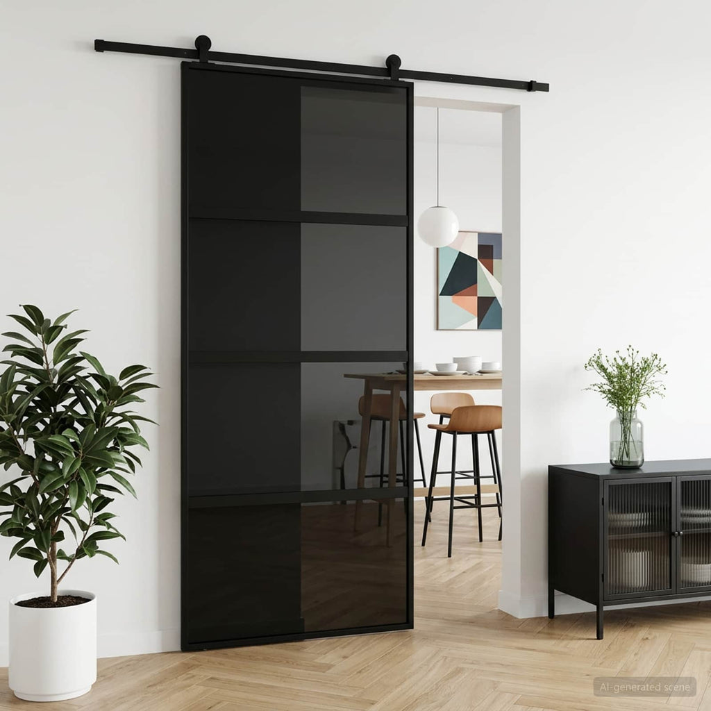 vidaXL Drzwi przesuwne 90 x 205 cm Szkło Hartowane i Aluminium