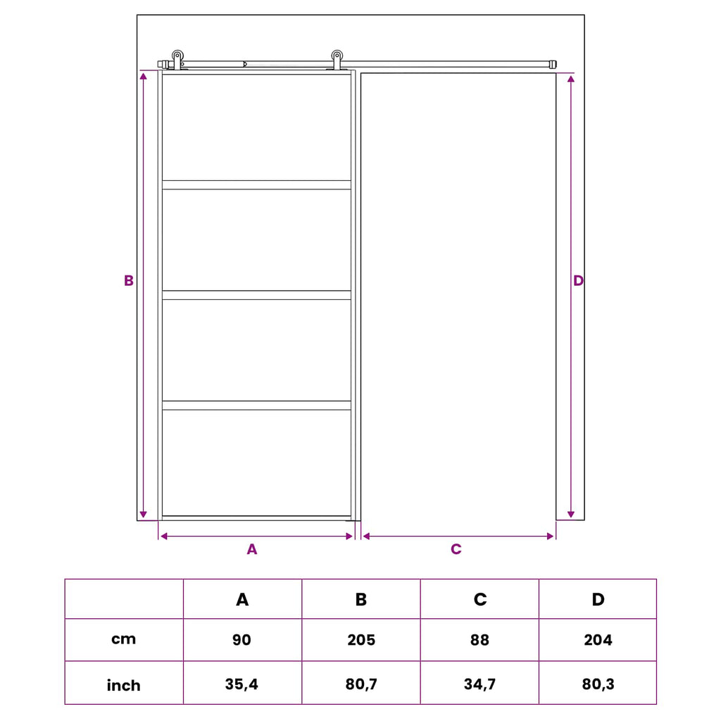 vidaXL Drzwi przesuwne 90 x 205 cm Szkło Hartowane i Aluminium