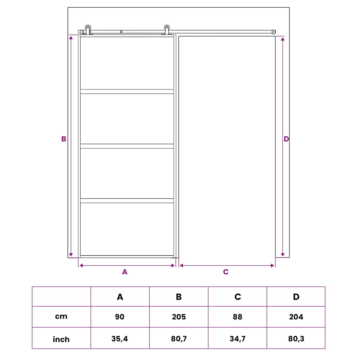 vidaXL Drzwi przesuwne 90 x 205 cm Szkło Hartowane i Aluminium