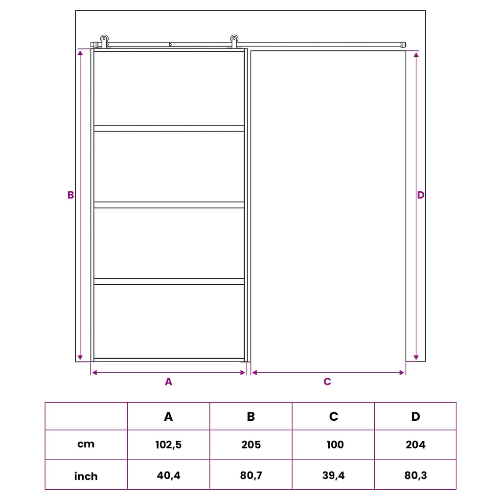 vidaXL Drzwi przesuwne 102.5 x 205 cm Szkło Hartowane i Aluminium