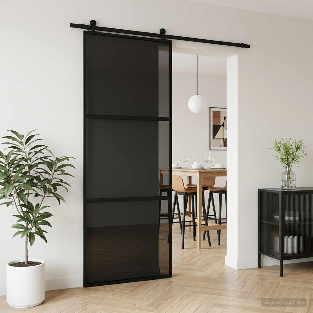 vidaXL Drzwi przesuwne 76 x 205 cm Szkło Hartowane i Aluminium