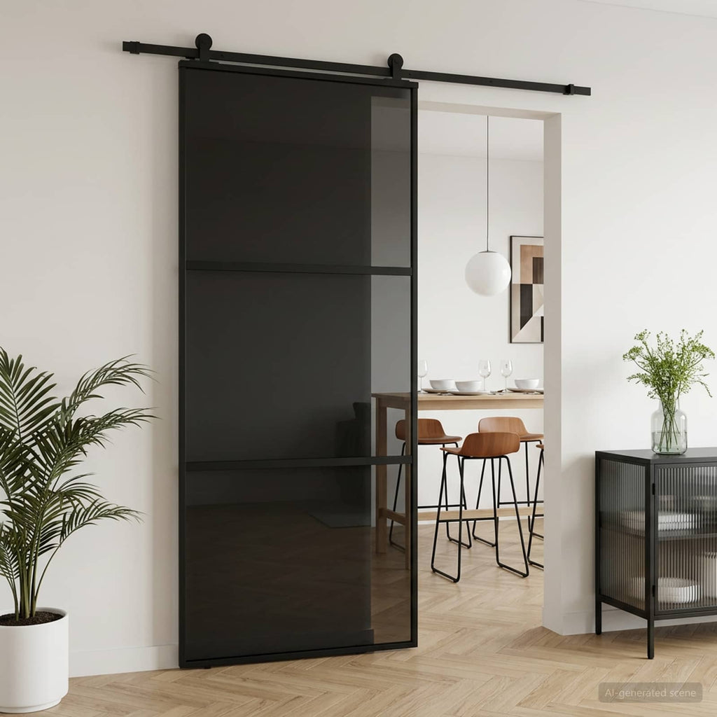 vidaXL Drzwi przesuwne 90 x 205 cm Szkło Hartowane i Aluminium