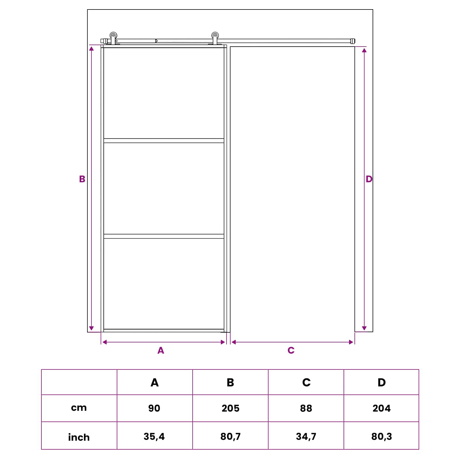 vidaXL Drzwi przesuwne 90 x 205 cm Szkło Hartowane i Aluminium