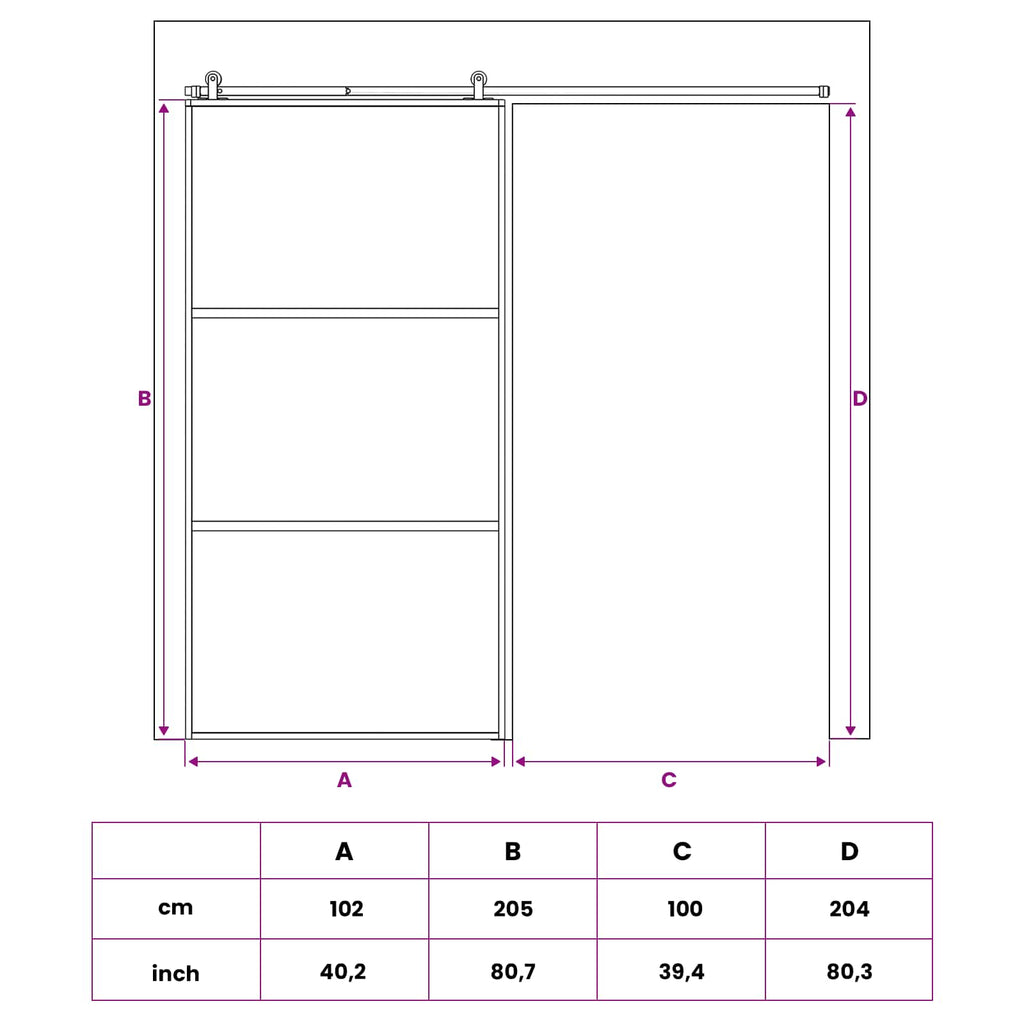 vidaXL Drzwi przesuwne 102 x 205 cm Szkło Hartowane i Aluminium