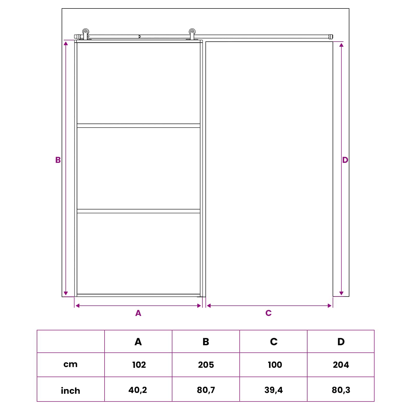 vidaXL Drzwi przesuwne 102 x 205 cm Szkło Hartowane i Aluminium