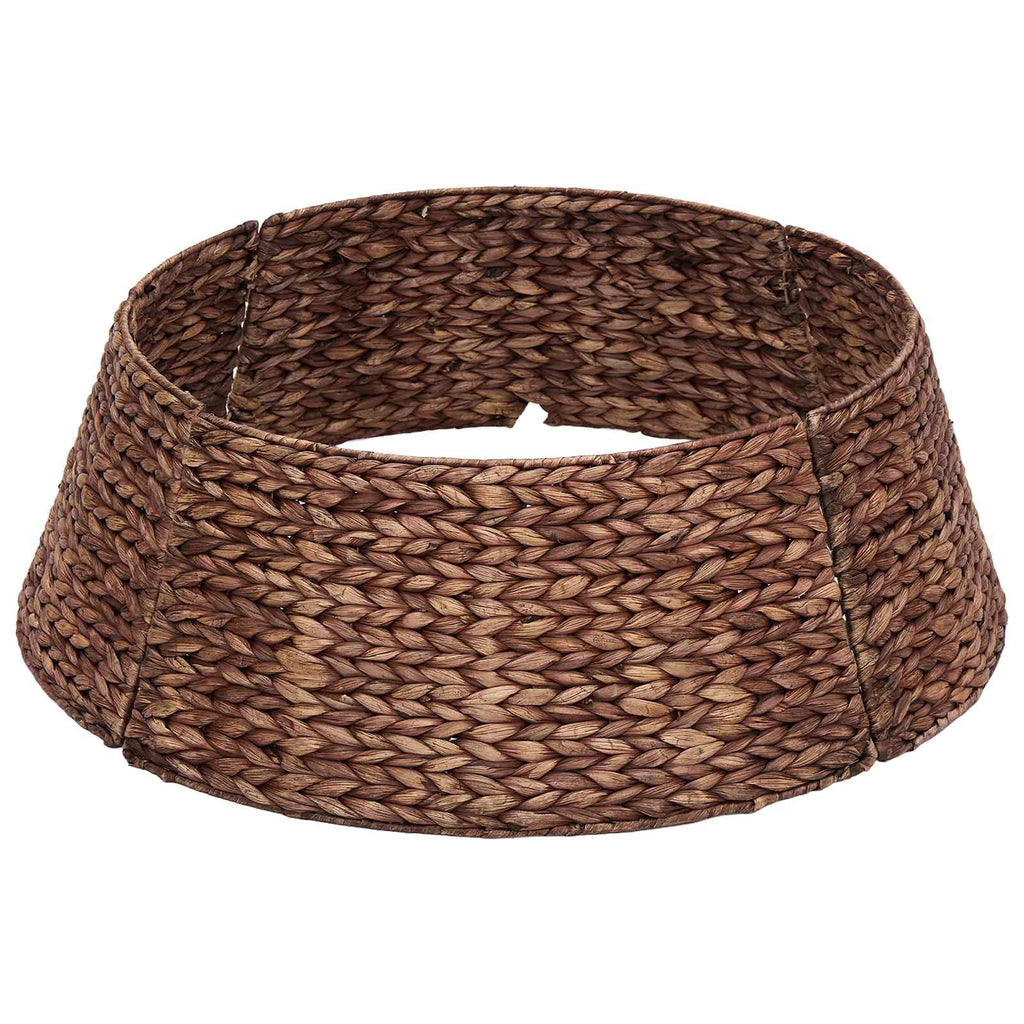 vidaXL Kołnierz do Choinki Okrągły brązowy Ø 75 x 25 cm Hiacynt wodny
