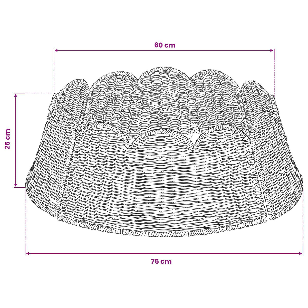 vidaXL Kołnierz do Choinki Okrągły naturalny Ø 75 x 25 cm Trawa morska