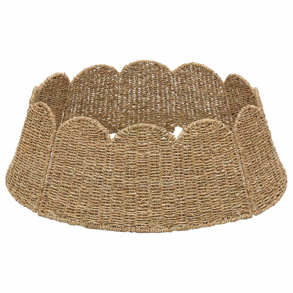 vidaXL Kołnierz do Choinki Okrągły naturalny Ø 90 x 28 cm Trawa morska