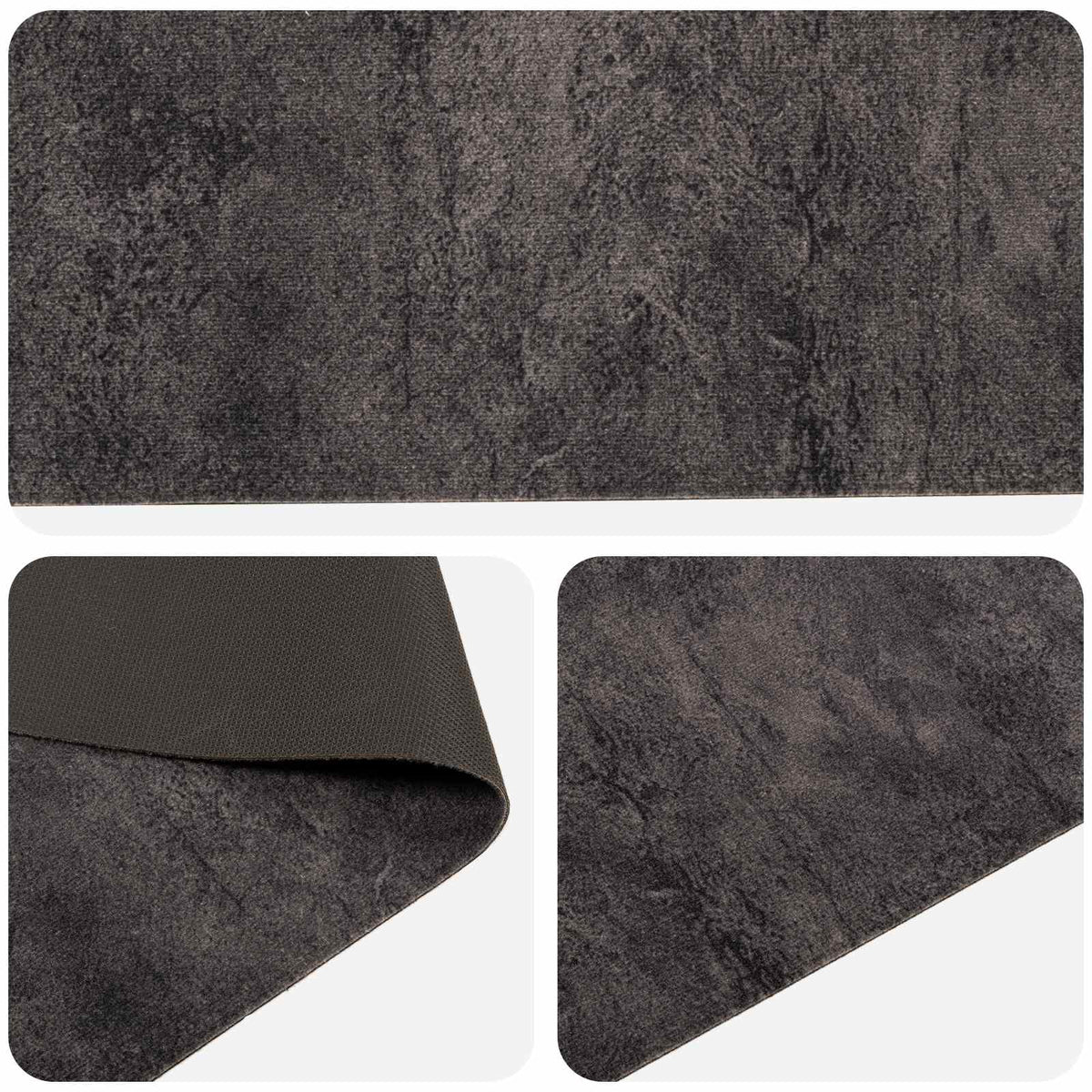 vidaXL Dywan kuchenny czarny beton 180 x 60 cm 100% poliamid