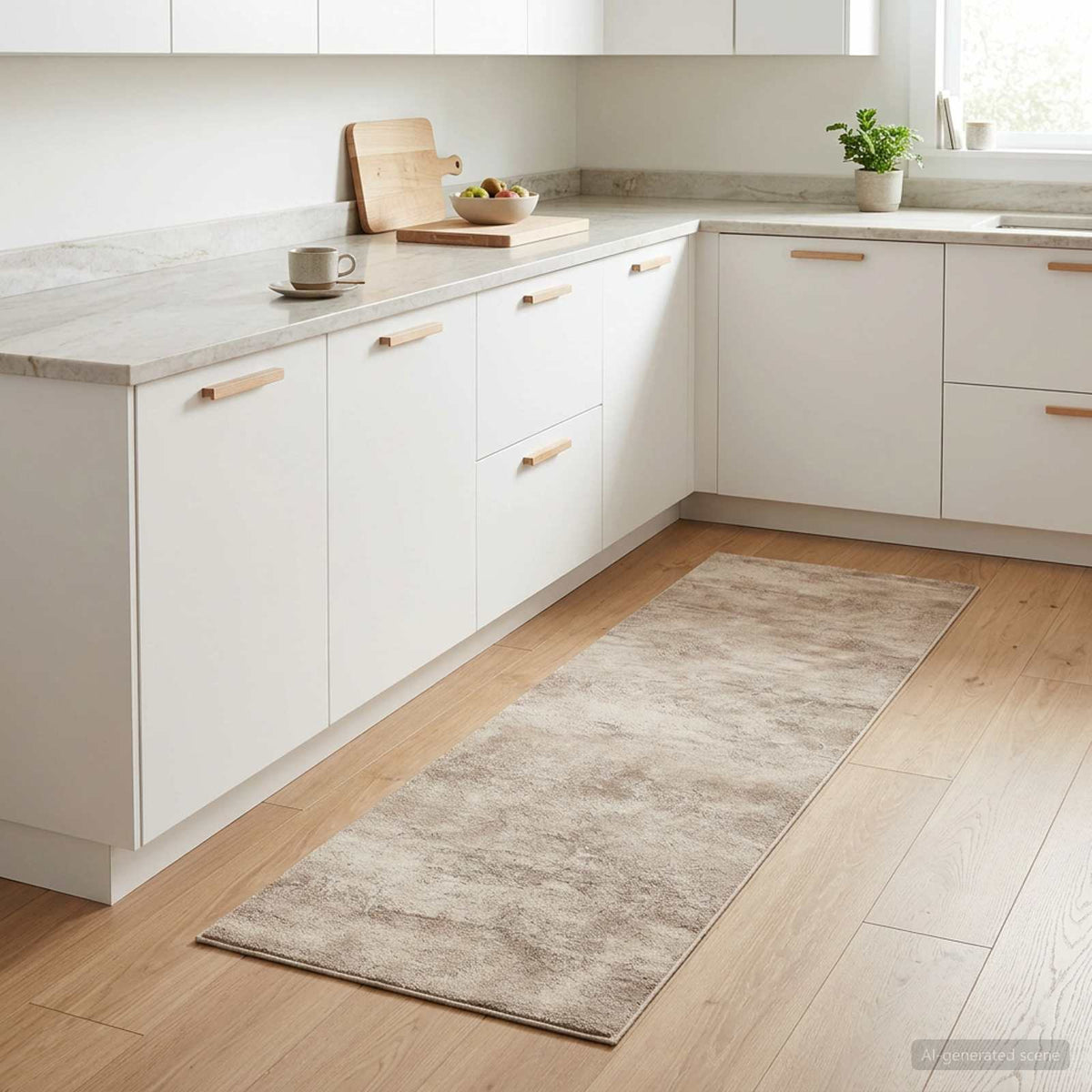 vidaXL Dywan kuchenny Beżowy beton 150 x 45 cm 100% poliamid