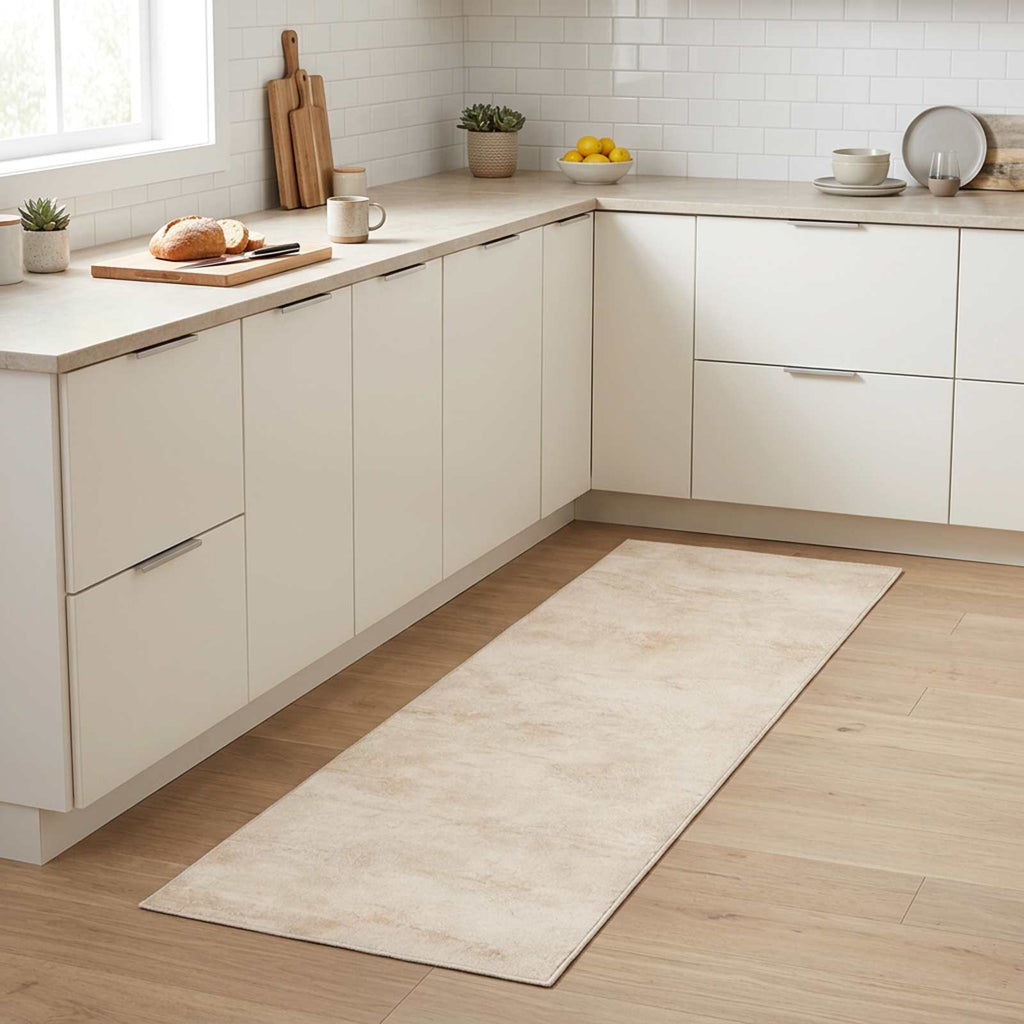 vidaXL Dywan kuchenny beton kremowy 150 x 45 cm 100% poliamid