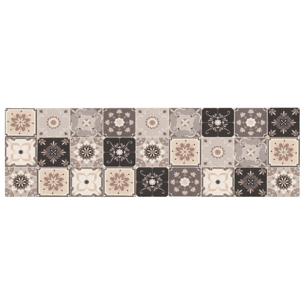 vidaXL Dywan kuchenny Mozaika szaro-beżowa 300 x 60 cm 100% poliamid