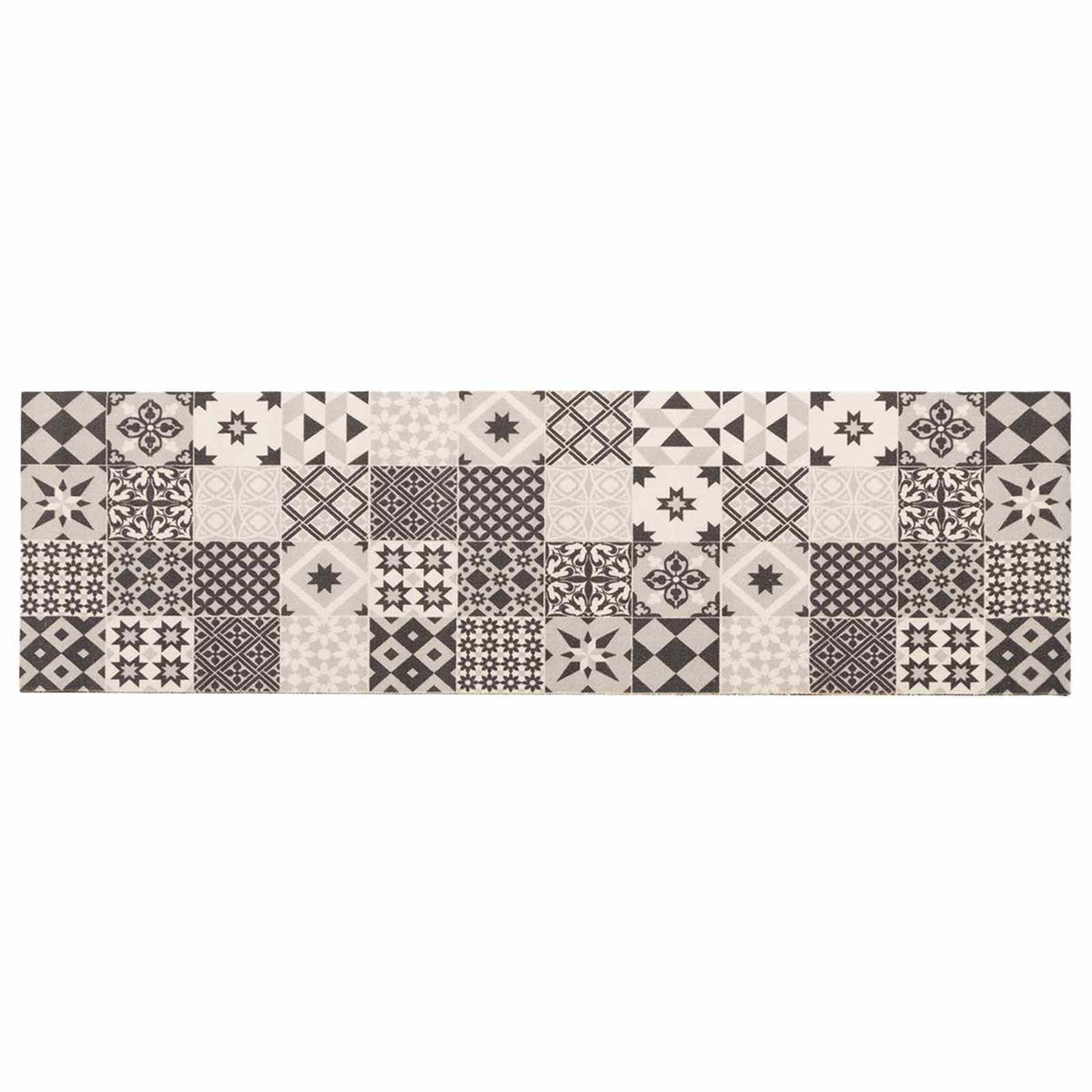 vidaXL Dywan kuchenny szara mozaika 180 x 60 cm 100% poliamid