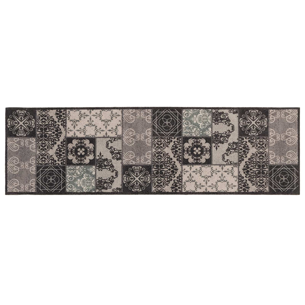 vidaXL Dywan kuchenny czarna mozaika 180 x 60 cm 100% poliamid