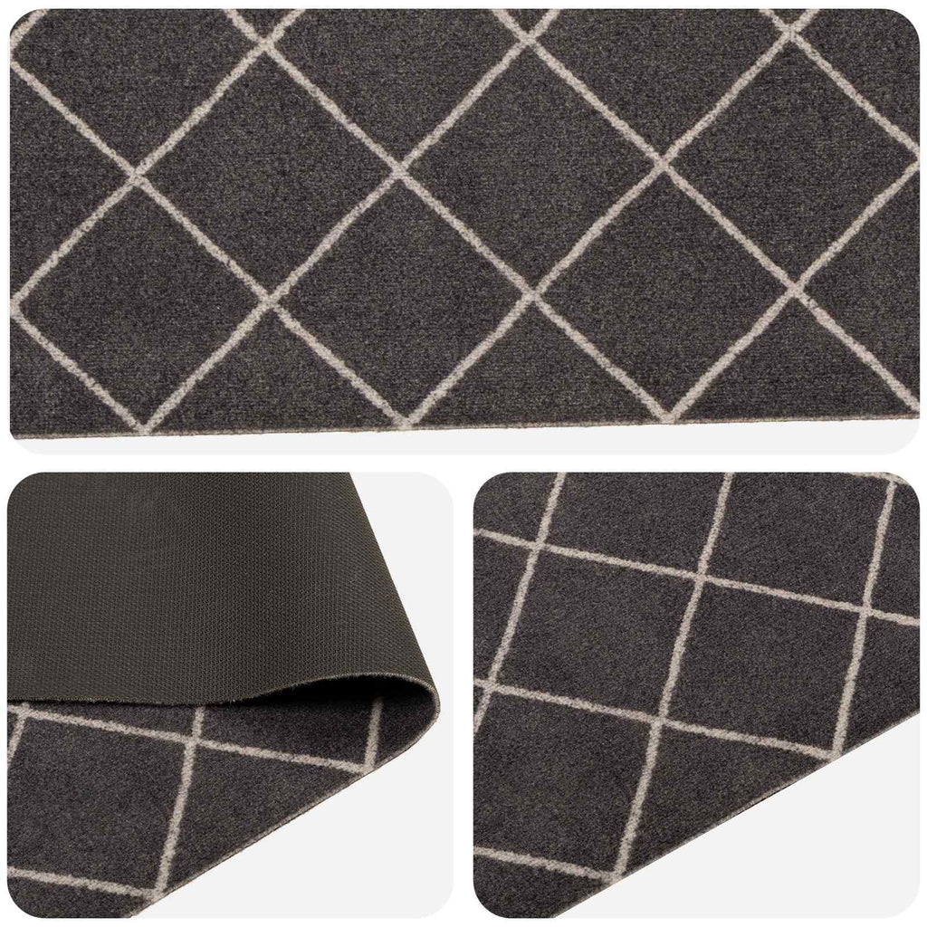 vidaXL Dywan kuchenny Antracytowa krata 180 x 60 cm 100% poliamid
