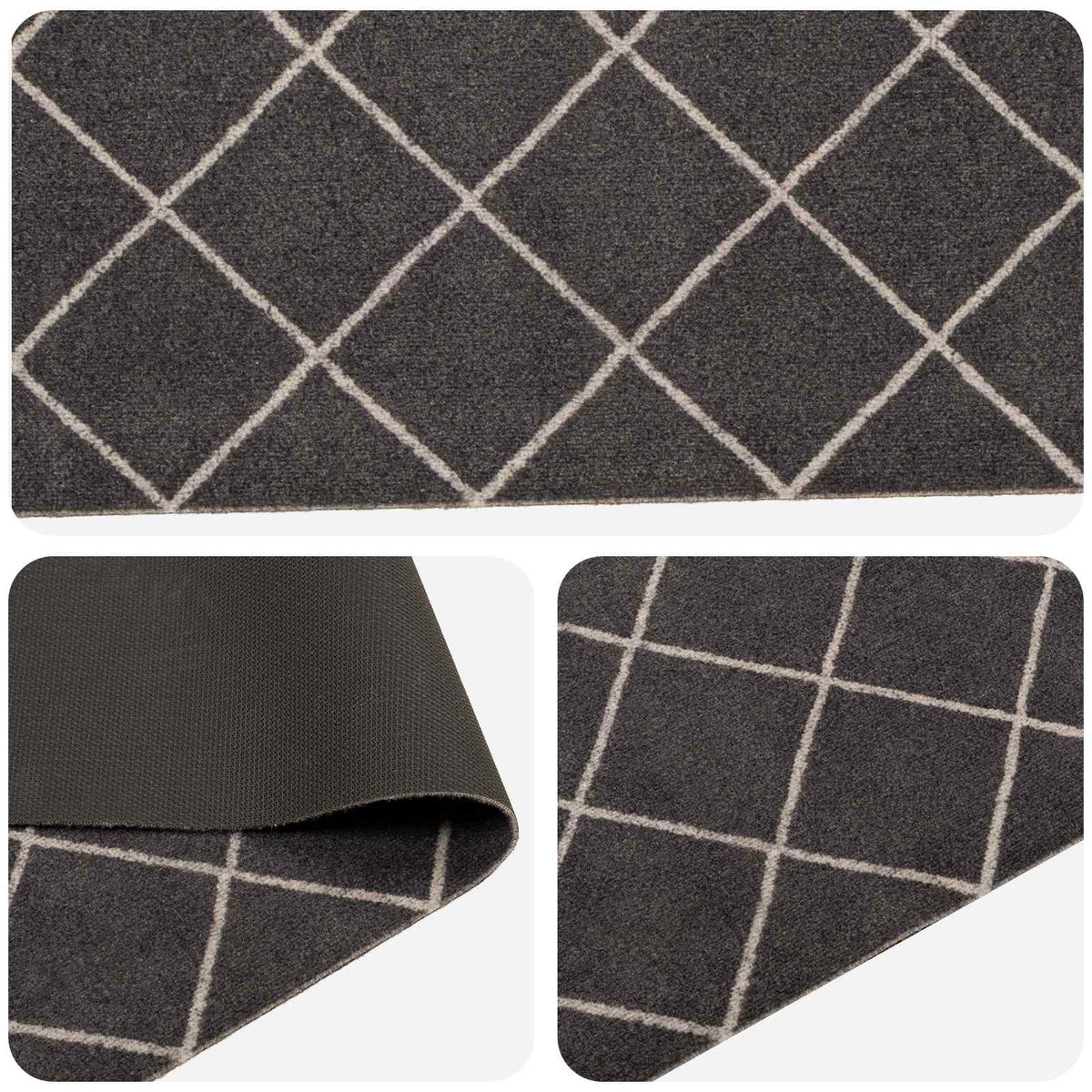 vidaXL Dywan kuchenny Antracytowa krata 180 x 60 cm 100% poliamid
