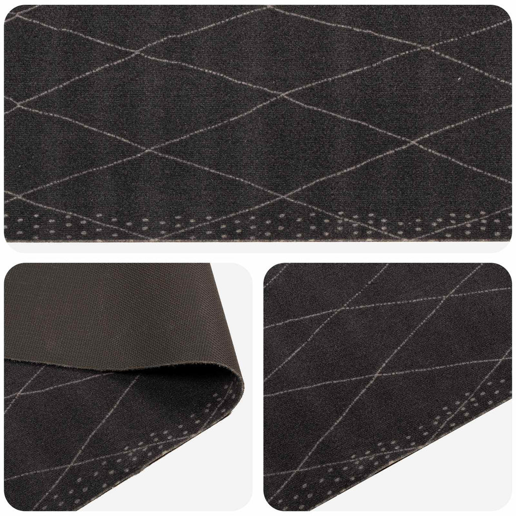 vidaXL Dywan kuchenny Antracytowa kratka 180 x 60 cm 100% poliamid