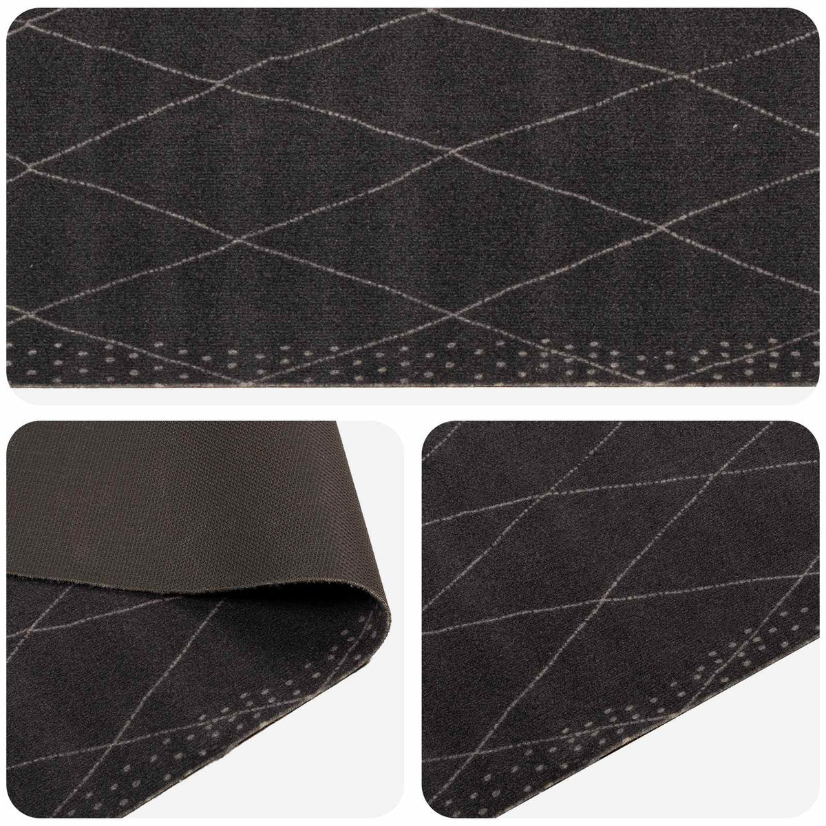 vidaXL Dywan kuchenny Antracytowa kratka 180 x 60 cm 100% poliamid