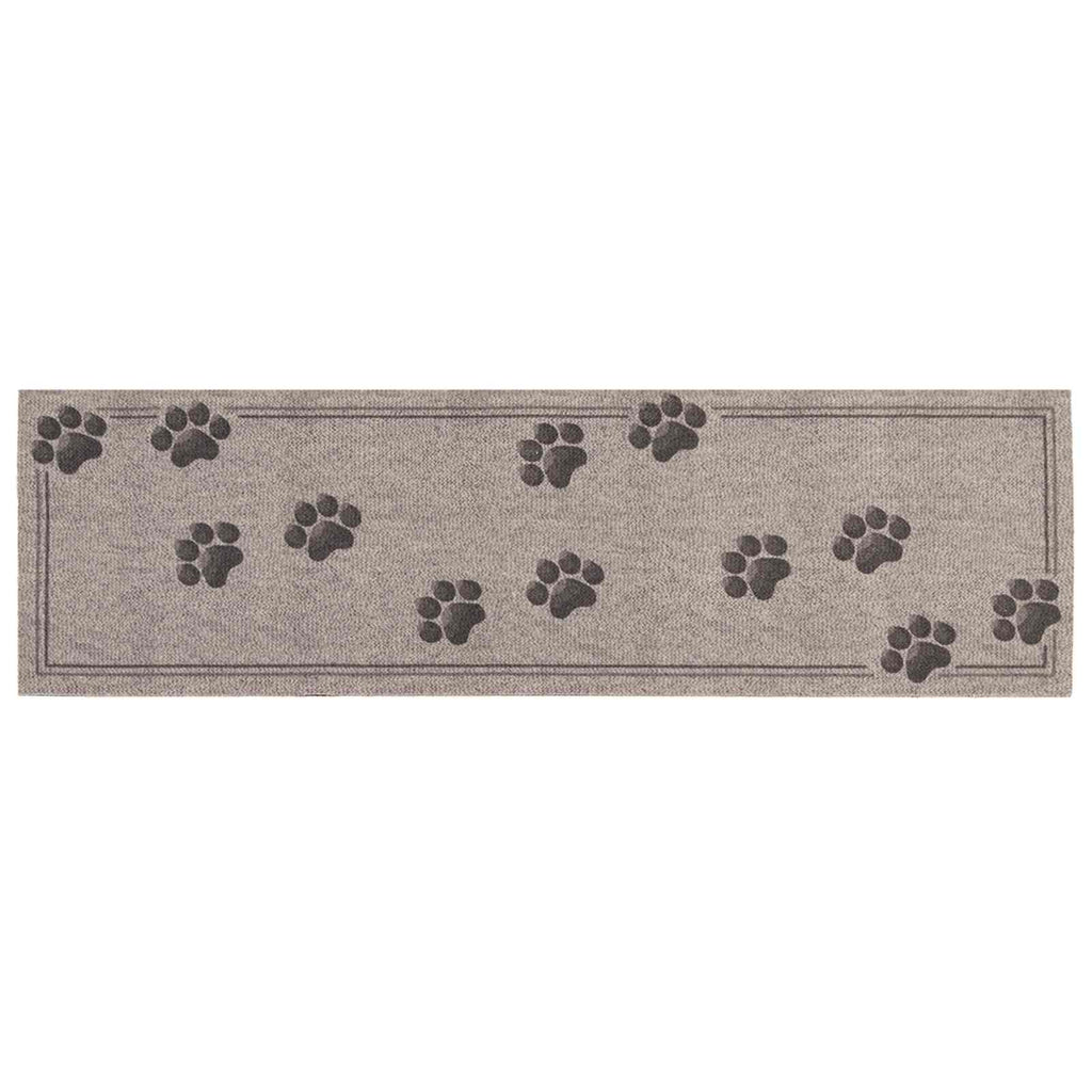 vidaXL Dywan kuchenny Szare łapki 150 x 45 cm 100% poliamid Można prać