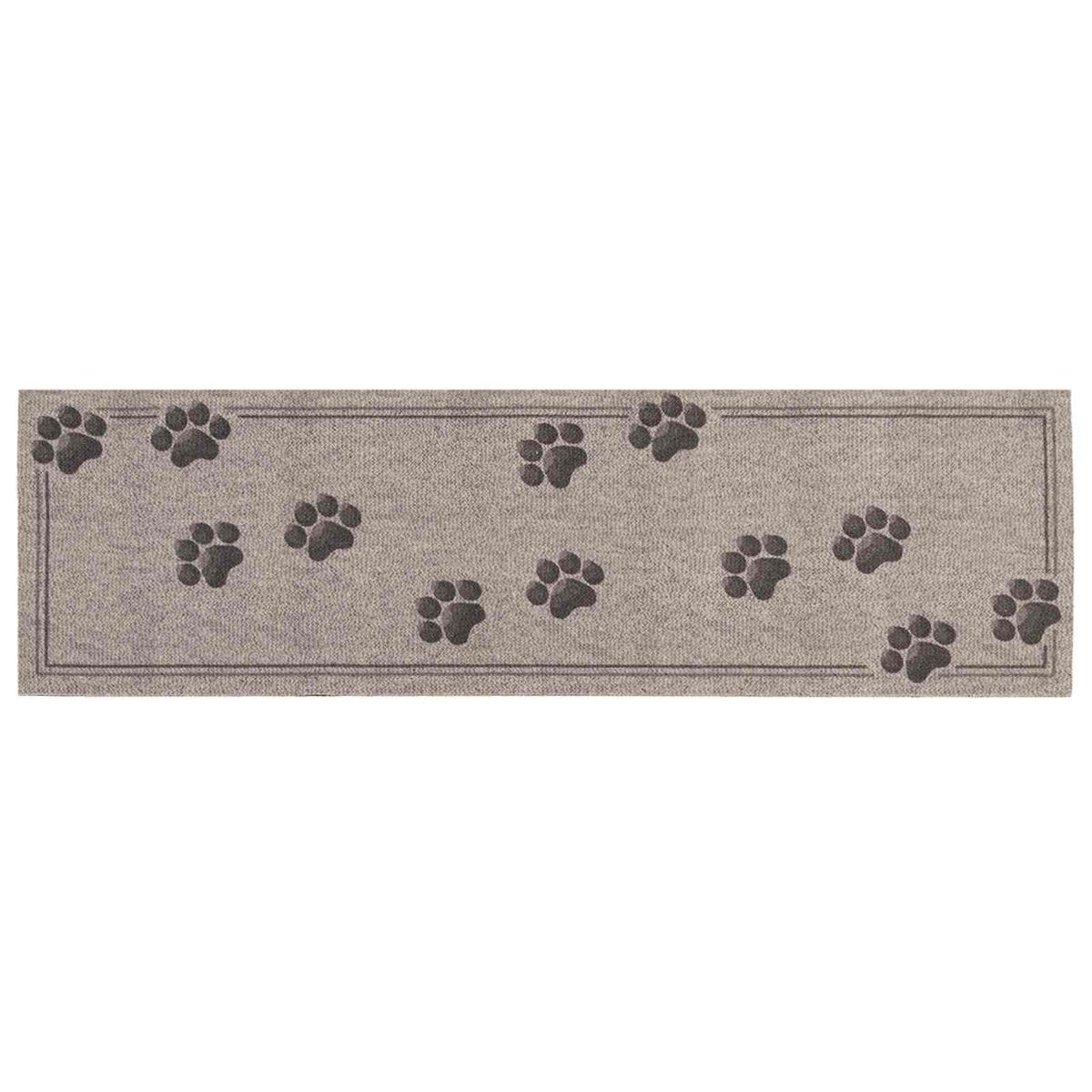 vidaXL Dywan kuchenny Szare łapki 150 x 45 cm 100% poliamid Można prać