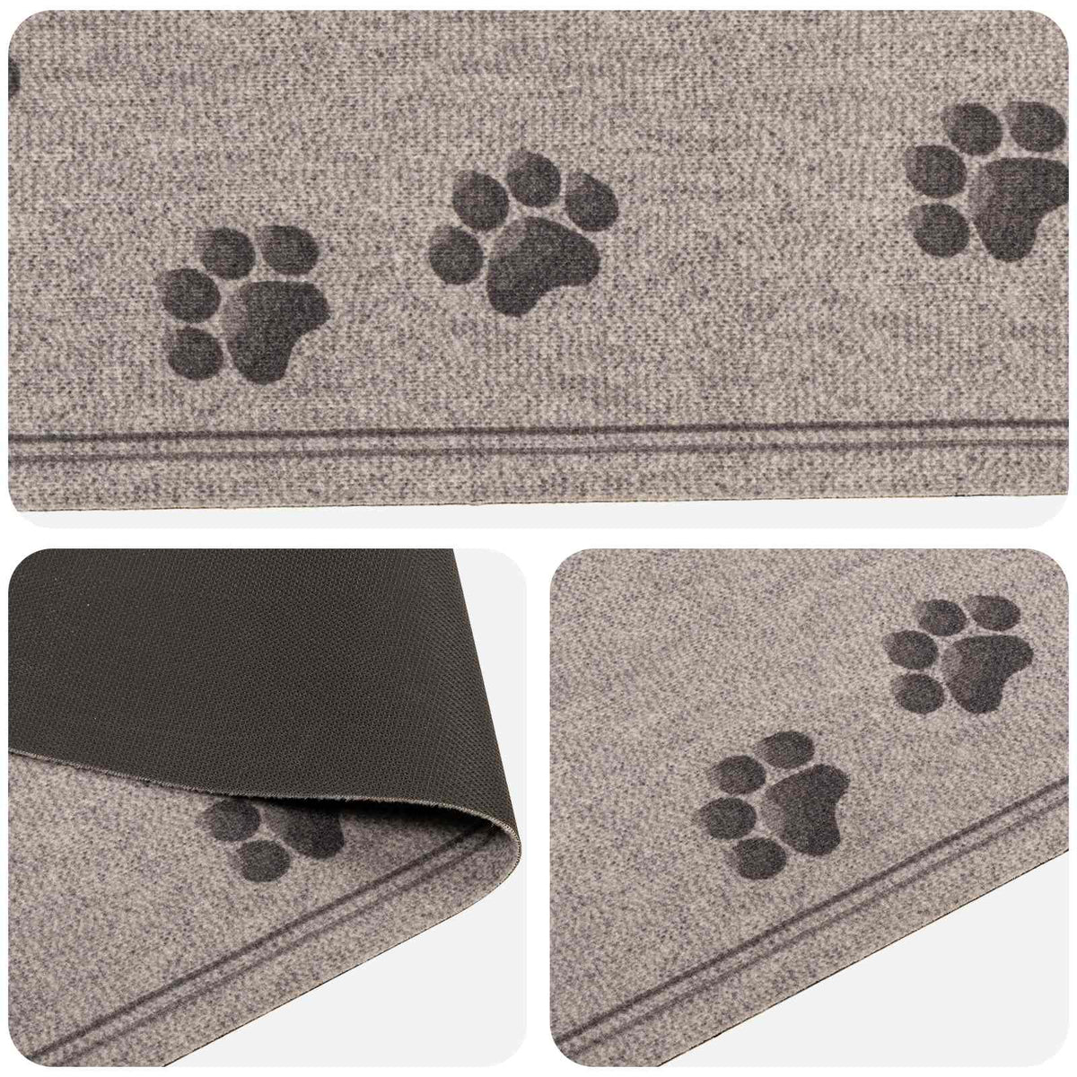 vidaXL Dywan kuchenny Szare łapki 180 x 60 cm 100% poliamid Można prać