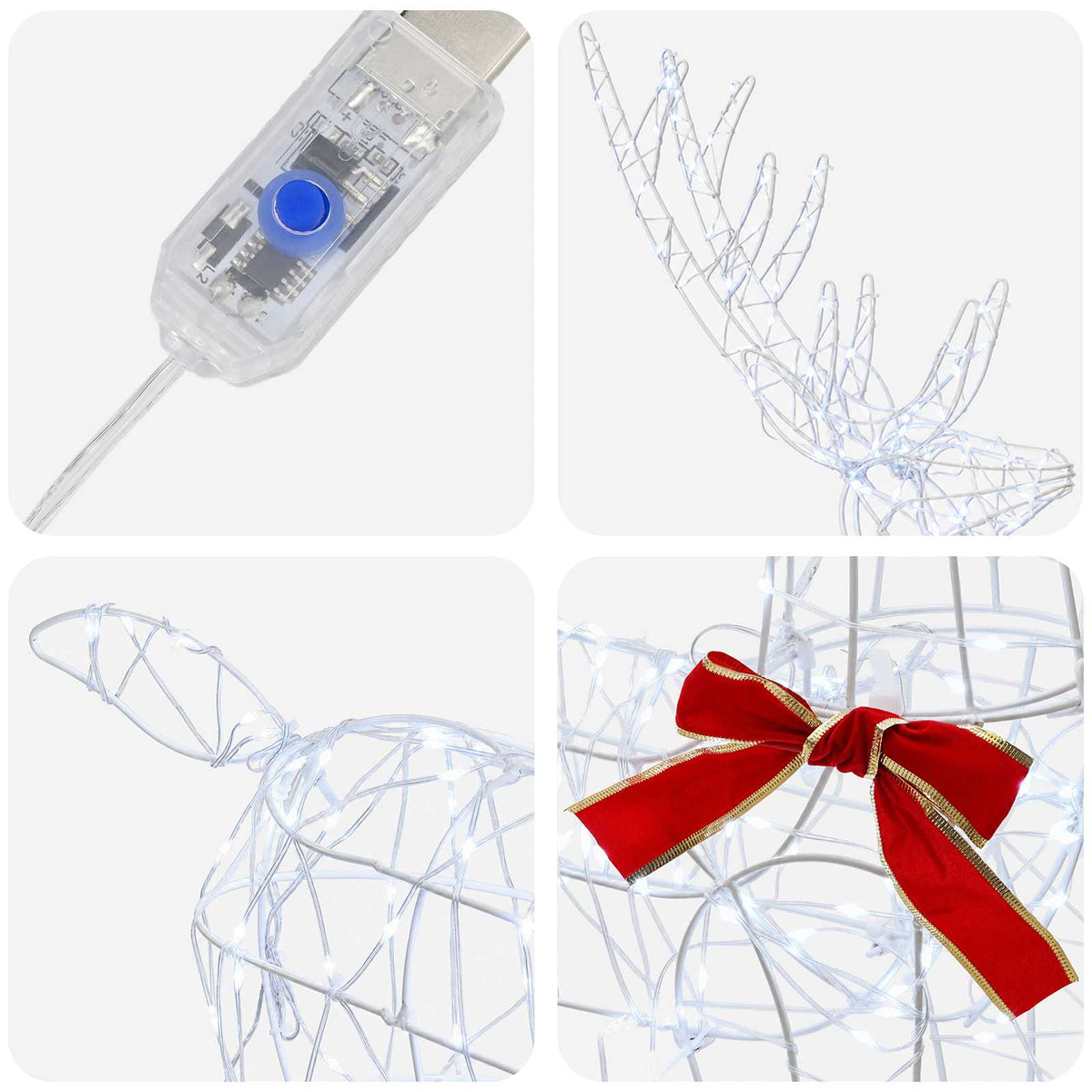 vidaXL 3D Renifer Bożonarodzeniowy LOVIISA 300 LED Zimna biel