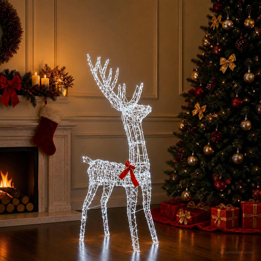 vidaXL 3D Renifer Bożonarodzeniowy LOVIISA 300 LED Zimna biel