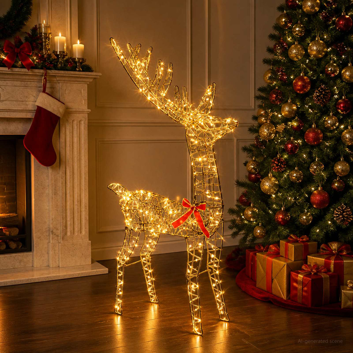vidaXL 3D Renifer Bożonarodzeniowy LOVIISA 300 LED Ciepła biel