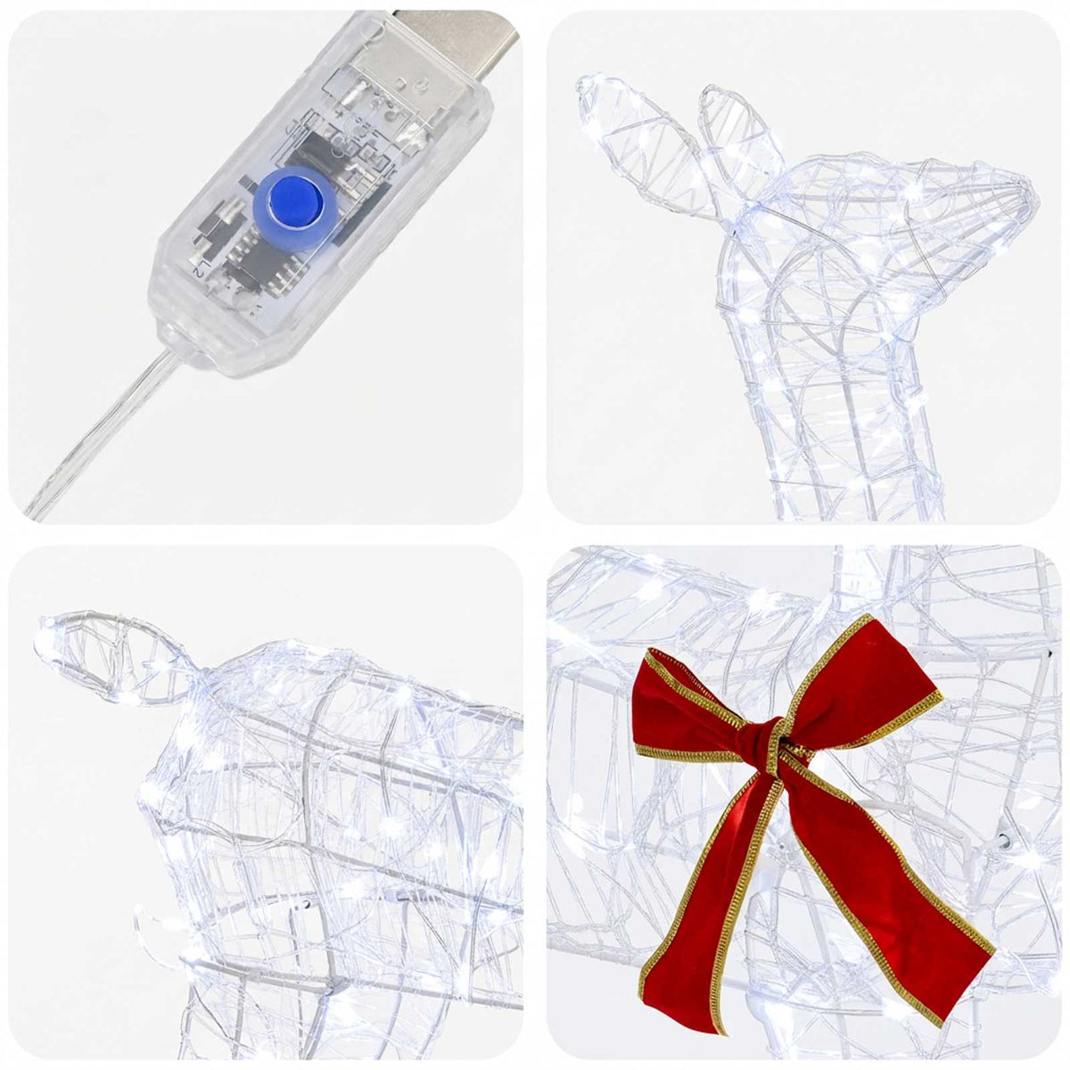 vidaXL 3D Renifer Bożonarodzeniowy LOVIISA 110 LED Zimna biel